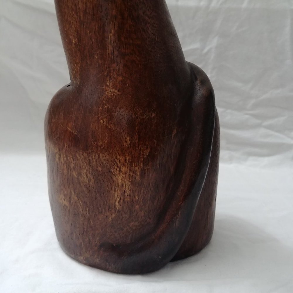 Gorgeous Tall Hand Carved Wood Kitty Cat Statue - Picture 7 of 8